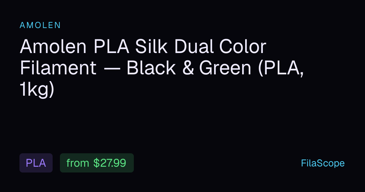 Amolen PLA Silk Dual Color Filament — Black & Green (PLA, 1kg) by ...