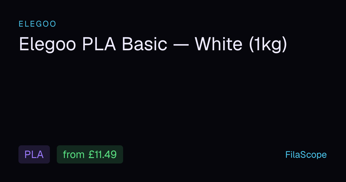 Elegoo PLA Basic — White (1kg) by Elegoo — Specs, Prices & TD Value ...
